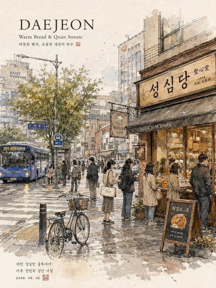 雨巷水彩插画